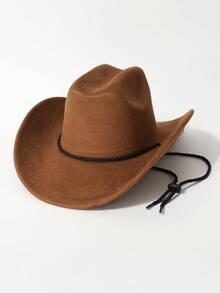 1顶男女通用纯色牛仔帽，简约百搭，新款复古赛博朋克风个性化时尚可调节宽檐帽，街头风造型，男士礼物，适合派对、西部主题活动、聚会、角色扮演、毕业典礼、化装舞会、节日、生日庆典、音乐节、徒步旅行等场合。