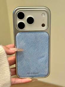 Cute Simple Knitted Pattern Silvery Epoxy Phone Case Compatible With IPhone 17 ProMax 17Pro 17 Air 17 16 15 14 13 Pro Max Plus Fashion Jersey Soft Protective Back Cover For Girl Gift - Blue Knit - View 4