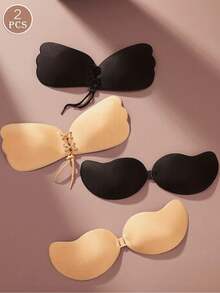 2件装无缝无钢圈文胸，无肩带露背提拉文胸，隐形聚拢文胸 - 透气凉爽，夏季必备 - 彩色 - 查看 4