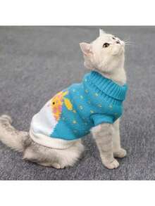 Fashion Winter Cat Sweater Vest Hairless Cat Christmas Costume Pet Holiday Outfit Knitted Warm Vest Cute Pet Festival Wear - Navy Blue - View 1