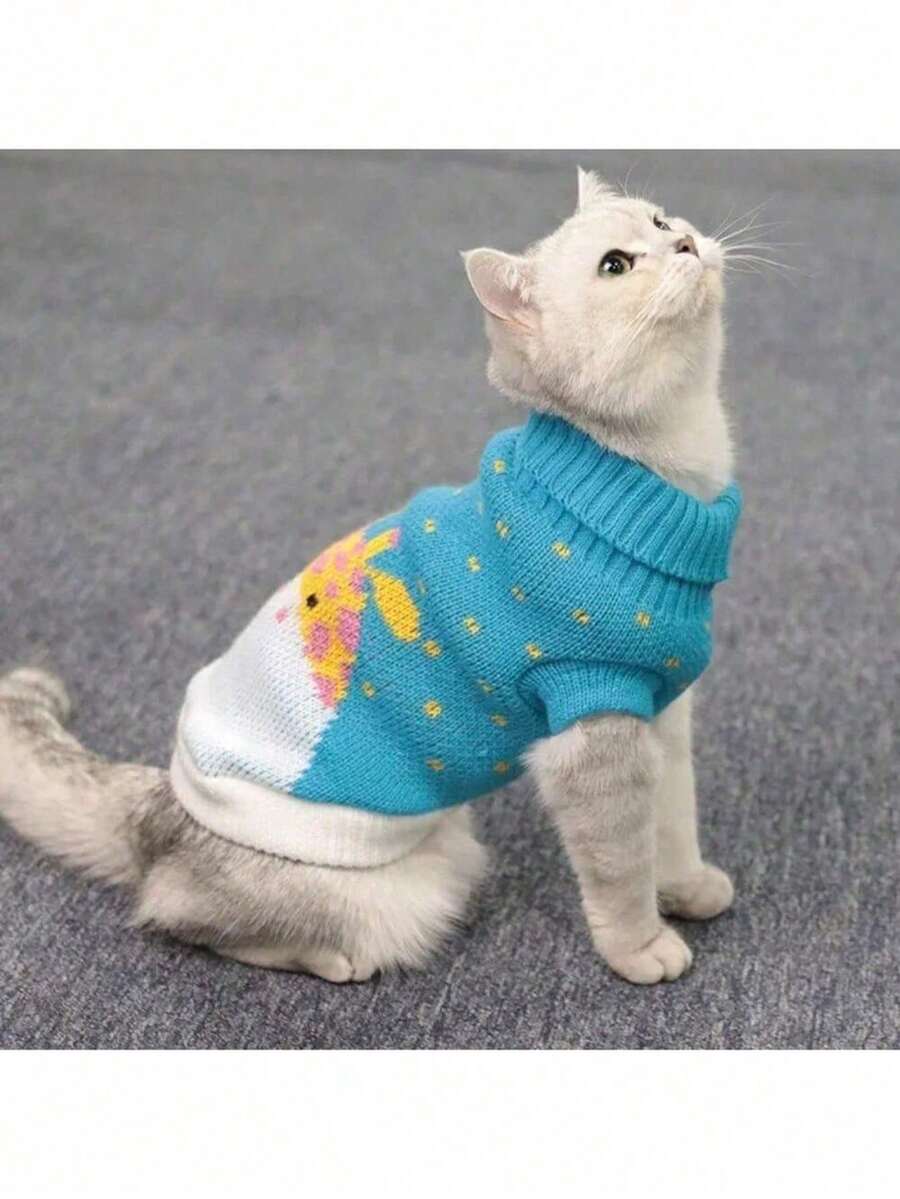 Fashion Winter Cat Sweater Vest Hairless Cat Christmas Costume Pet Holiday Outfit Knitted Warm Vest Cute Pet Festival Wear - Navy Blue - View 1