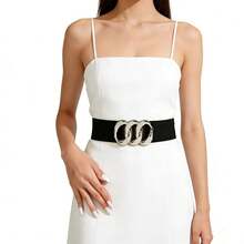 Multiple Sizes Available, New Silver Triple Circle Waist Belt, Suitable For Dresses, Coats, Shirts, Waist Cincher, Women's Elegant Adjustable Waist Decoration Belt, Versatile For Holidays, Performances, Bars, Parties, And Daily Wear - Black - View 4