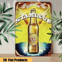 1PC Vintage Metal Sign, Stamin-Up Soda Drink Poster, Waterproof HD Printed Wall Art For Cafe, Bar, Kitchen Decor, Indoor/Outdoor - 8x12 Inches.