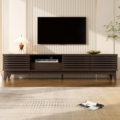 TV Stand With One Drawer And Three Doors. Unique Design, Vintage Wood Color. 170 X 35 X 40 Cm