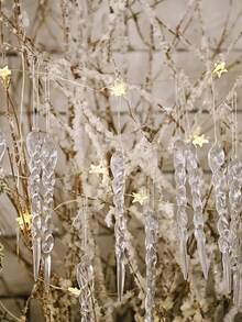 36pcs-Christmas Transparent Icicle, Sparkling Icicle Ornaments, Sparkling Artificial Icicle Decorations, Christmas Tree Rotating Ice Stick Wreath Decors, Twisted Shape Christmas Pendant, Transparent Ice Cone Decors, Christmas Party Christmas Tree Decors, Home Decor, Fireplace Door Window Pendant, Suitable For Winter Christmas Decoration, Home Decor, Room Decor, Wall Decor - Clear - View 6