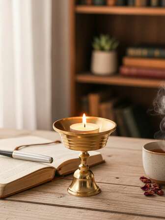 1Pc/2Pcs Brass Tea Candle Holders Home Decor Butter Candlestick Copper Oil Lamp