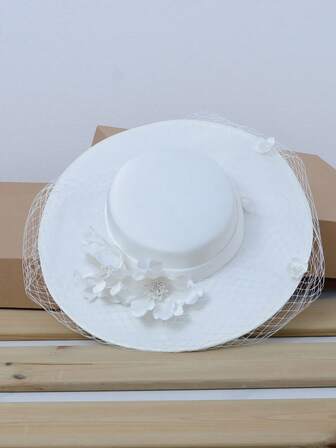 French Style Women's Fashion Church Hat, Suitable For Bridal Photo Shoot, Tea Party, Anniversary Photography Decoration
