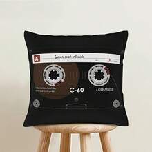 1Pc Retro Audio Cassette Pattern Throw Pillow Covers - 17.7*17.7 Inches, 2D Digital Single-Side Printing Decorative Pillow Cases With Zipper Closure, Machine Washable, Perfect For Bedroom, Living Room & Car Home Decor, No Insert Included - Multicolor - View 8