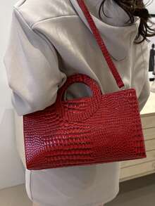 The New Simple, Fashionable, Versatile, Gorgeous, Retro Hand-Carry, Cross-Body Round Tote Bag - Red - View 7