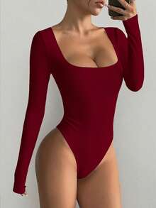 imisic Bộ jumpsuit dài tay cổ vuông gợi cảm cho mùa xuân/hè, với thiết kế cổ vuông khoét sâu, kiểu dáng ôm sát cơ bản, là item thiết yếu cho cả mặc trong nhà và ngoài trời, mang lại hiệu quả tôn dáng tuyệt vời. Bộ jumpsuit dài tay cổ vuông khoét sâu ôm sát này phù hợp cho thể thao, mặc ở nhà và các hoạt động hàng ngày. - Màu Đỏ Sâu - Xem 6