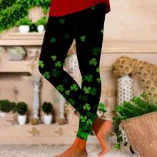 Leggings para mujer del Da de San Patricio 2025 de cintura alta de moda para levantamiento de cadera, ejercicio, yoga, pantalones de entrenamiento a, 5 - verde, X - Large - inicial - Ver 3