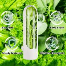 SOKANY 1pc Transparent Vegetable Storage Box, Refrigerator Fresh-Keeping Container. Transparent Shell, Plastic Material, No Battery Required. Suitable For Freshly Storing Cilantro, Cucumber, Carrot And Other Ingredients, Essential Kitchen Tool. - White - View 9