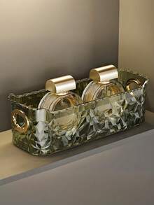 3 PiecesCosmetic Organiser Set: Light Luxury PET Desktop Transparent Dressing Table Organiser Luxurious Rectangular Cosmetic Storage Box, Lightweight Plastic Countertop Cosmetics And Skincare Organiser - Multicolor - View 10