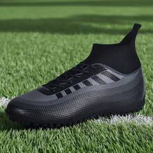 1双男女通用钉鞋/足球训练鞋，高帮户外团队运动鞋，适用于人造草坪、硬地、室内训练场，专业鞋钉，尺码齐全，PU皮革鞋面，防滑橡胶鞋底，轻便高性能防滑设计，专业足球鞋，厂家直销