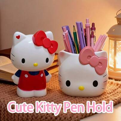 SANRIO 1个异形收纳罐，化妆台装饰及工具收纳盒，可爱办公桌笔筒，两种款式可选，家用桌面配件，适合日常使用（产品有轻微瑕疵，介意者请勿购买）