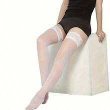 Trim Thigh High Stockings - Silky Smooth Texture, Flattering Over-The-Knee Design For A Sleek Look - Designed For Women, Includes Stockings And Hosiery For A Complete Look - 白色 - 查看 9