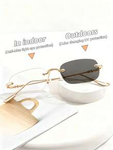 一副轻便无框时尚眼镜，金属框和PC框可选，适合日常通勤。适合长时间使用电脑、手机、屏幕，也可作为配饰佩戴。 - 透明片 - 查看 10