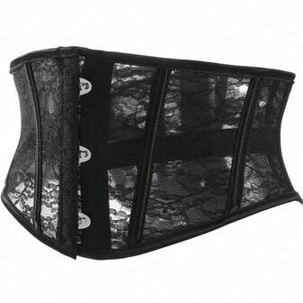 1pc Women's Short Lace Waist Cincher, Breathable Waist Trainer Corset For Party And Daily Wear