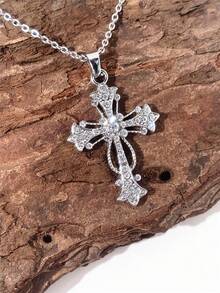 Silver Diamond-encrusted Cross