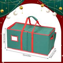 Christmas Bauble Storage Box, Christmas Ornament Storage With Dividers, Oxford Zippered Container With Handle, For Festive Decoration, Christmas Decoration Finisher Decoration Holder Storage Box, Decoration Ball Storage, Bag Storage, 61X30X30cm. - màu xanh lá - Xem 6