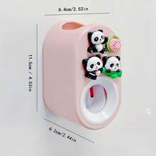 1个简易安装熊猫牙膏分配器 - 壁挂式，无需钻孔，可爱挤压器 - 完美的浴室配件及圣诞节/万圣节/情人节礼物 - 彩色 - 查看 5