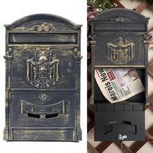LARGE VINTAGE OUTDOOR LOCKABLE LETTER POST BOX MAILBOX WALL MOUNTED SECURE MAIL - Rust Brown - View 5