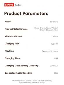 Lenovo 联想 RS119pro 蓝牙耳机，夹式开放式蓝牙 6.0 立体声，游戏和音乐，低延迟，高清通话带麦克风，超长续航，无线耳机，兼容智能手机和电脑 - 粉色 - 查看 11