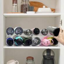 Spaclear 4 Pack Water Bottle Organizer, Stackable Kitchen Pantry Organization And Storage Shelf, Plastic Bottle Holder For Fridge Kitchen Cabinet Organizer And Storage, Tumbler Mug Cup Organizer - ColorC - View 2