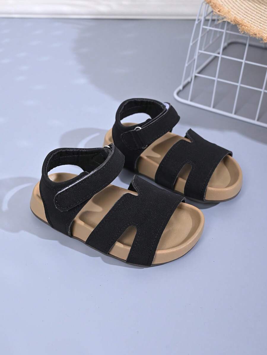 1 Pair Simple Design Girls Sandals, 2026 Summer New Kids Shoes, Girls Princess Soft Bottom Casual Beach Shoes - Black - View 1
