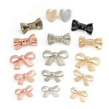 4个可拆卸编织蝴蝶金属装饰标签，适用于服装、皮革、腰带、心形DIY包袋配件