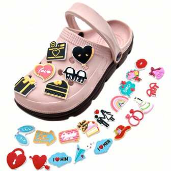 12/25 piezas Juego de encanto de zapatos para boda romántica, decoraciones de zapatos de PVC para bolsa de playa, accesorios de zapatos, idea de regalo para cumpleaños, Navidad, San Valentín, Halloween, fiestas