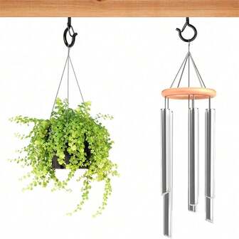 Ganchos de rosca resistentes, ganchos de metal galvanizado para colgar plantas, luces de cadena, carillones de viento, decoraciones interiores/exteriores