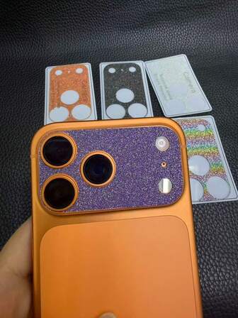 Colorful Series Purple & Blue Hollow Glitter PET Lens Base Compatible With IPhone 17 Pro/17 Pro Max