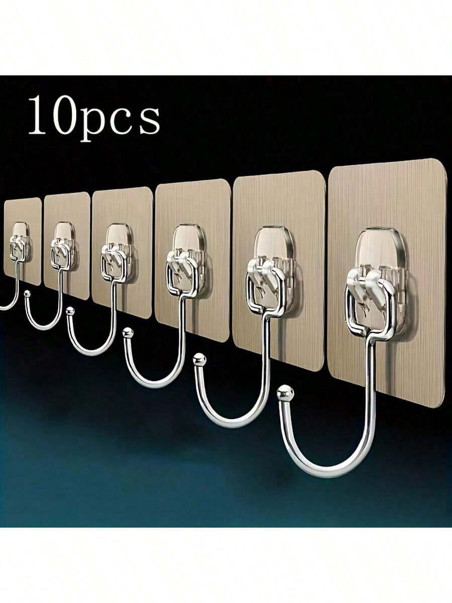 5/10/20个装墙钩，可重复使用，无需打孔 - 防水防油，适用于浴室和厨房 - 非常适合悬挂毛巾、杯子、铲子、开罐器和剪刀，家居装饰，派对和圣诞节收纳（款式随机发货。）