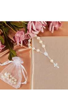 30pcs Rose Beaded Bracelet, Acrylic 3D Rose Beaded Bracelet, Comes With Organza Bag, Suitable As Baptism Gift, First Communion Gift, Party Favor, Wedding And Other Celebration Gift - Golden - View 11