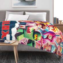 1pc Game Cartoon Print Flannel Blanket, Soft Polyester Fiber Blanket, Suitable For All Seasons, Comfortable Bed Sheets, Sofas, Camping, Travel, Office Essentials, Perfect Holiday Gifts, Couple Gifts, Multiple Sizes To Choose From, Pet Friendly Home Decoration, Party Decoration, Lightweight And Durable Design, Modern Style, Pet Owner's Choice - 彩色 - 查看 8