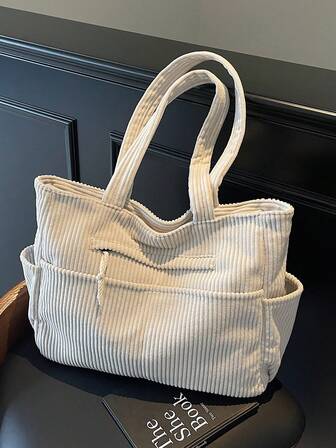 Bolso de hombro de gran capacidad para mujer 2025, bolso de tela de pana de diseño exclusivo y casual de moda