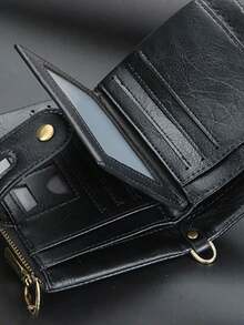 1Pc Men's Short Multi-Card Slot Tri-Fold Wallet - , Stylish, High-Tech Wear-Resistant Retro Small Wallet - Multicolor - View 9