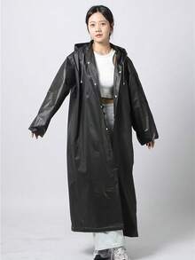 一件便携式可重复使用带帽雨衣，男女通用，配有帽子，EVA材质，轻便防水，适合女性户外穿着，可用于学校、办公室、居家、旅行、返校季保暖、闺蜜节、宠物派对、嘉年华等场合。