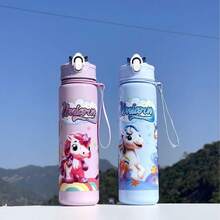 2pcs/1pc My Little Pony Plastic Straw Tumbler Cup, With Handle, High Cost-Performance Large Capacity Portable Water Bottle, Unisex, Outdoor Handheld Cup, Suitable For Camping, Travel, Hiking And Office Use - Multicolor - View 6