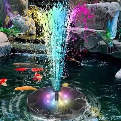 1/2 chiếc máy bơm nước năng lượng mặt trời ngoài trời tích hợp đèn ngủ, nhiều màu sắc, với 12 vòi phun, chống nước IP44, tự động bật/tắt khi trời tối/sáng, thích hợp cho đài phun nước và khu vườn, trang trí nhà cửa theo phong cách nhiệt đới neon, đèn LED chiếu sáng sân vườn, máy bơm đài phun nước cho chim, máng ăn và cấp nước đa chức năng cho chim.