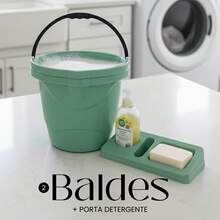 2 Baldes + 1 Porta Detergente Verde Menta