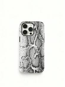 2-In-1 Anti-Slip Anti-Drop Snake Skin Texture Design Premium Phone Case Compatible With Apple 17 Series, Fits 11, 12, 13, 14, 15, 16 Pro, 16 Pro Max, 14 Plus, 15 Plus, 16 Plus - Black - View 1
