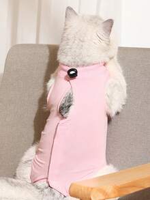 1 pieza Ropa protectora para mascotas - Traje de recuperación suave y transpirable para gatos y perros pequeños en todas las estaciones - Rosa - Ver 6