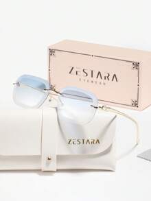 1 Pair Women's Metal Frame Rectangular Fashion Glasses, Street Style, Versatile And Elegant, Suitable For Casual Outings, Afternoon Tea, Blogger Street Photography - Gold - View 15