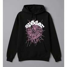Spider Web Print Hoodies Men Gothic Punk Long Sleeve Sweatshirts Pants Streetwear Autumn Casual Hip Hop Loose Pullovers - 黑色 - 查看 5