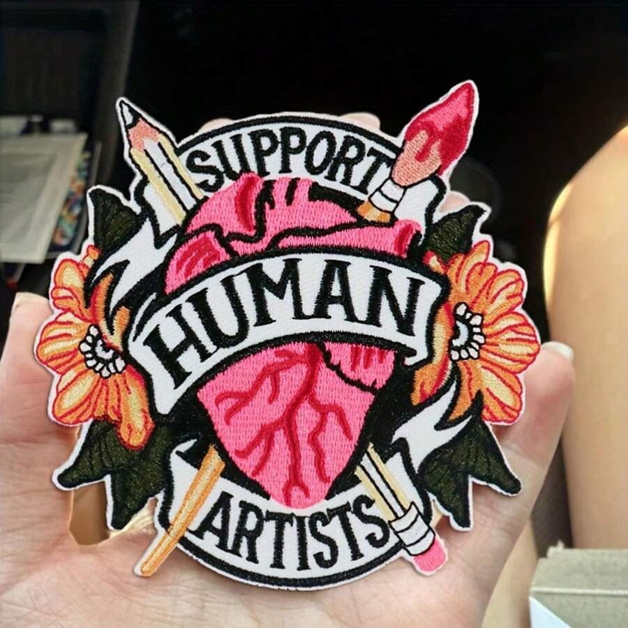 1件艺术家刺绣贴片，DIY服装装饰热封贴花配件 - 彩色 - 查看 1