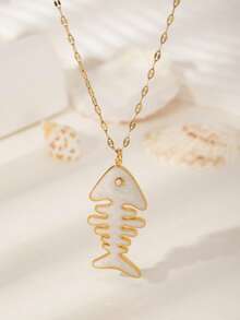 不锈钢鱼骨吊坠，适合女性日常海滩度假搭配，在欧美地区广受欢迎。 - 魚骨 - 查看 7