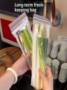 50pcs Leak-Proof Freezer Bags, Excellent Sealability, Reusable And Stackable, Transparent Design, Suitable For Vegetables, Onions, Cucumbers, Noodles, Etc. - High Quality Kitchen Food Storage Bags, Double Sealed | Suitable For Fruits And Vegetables. - Thickened Plastic Refrigerator Food Storage Boxes, Transparent Design, Ideal For Carrots, Green Beans, Etc. - Kitchen Sealing Bags, Vegetable Storage Bags, Kitchen Essentials, Transparent Bags, Leak-Proof Design, Thickened Material - Multicolor - View 4