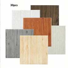 30pcs Waterproof Foam Wall Stickers, 3D Wood Grain Design Self-Adhesive Wallpaper, Suitable For Bathroom, Kitchen And Simple Home Wall Renovation - Multicolor - View 5